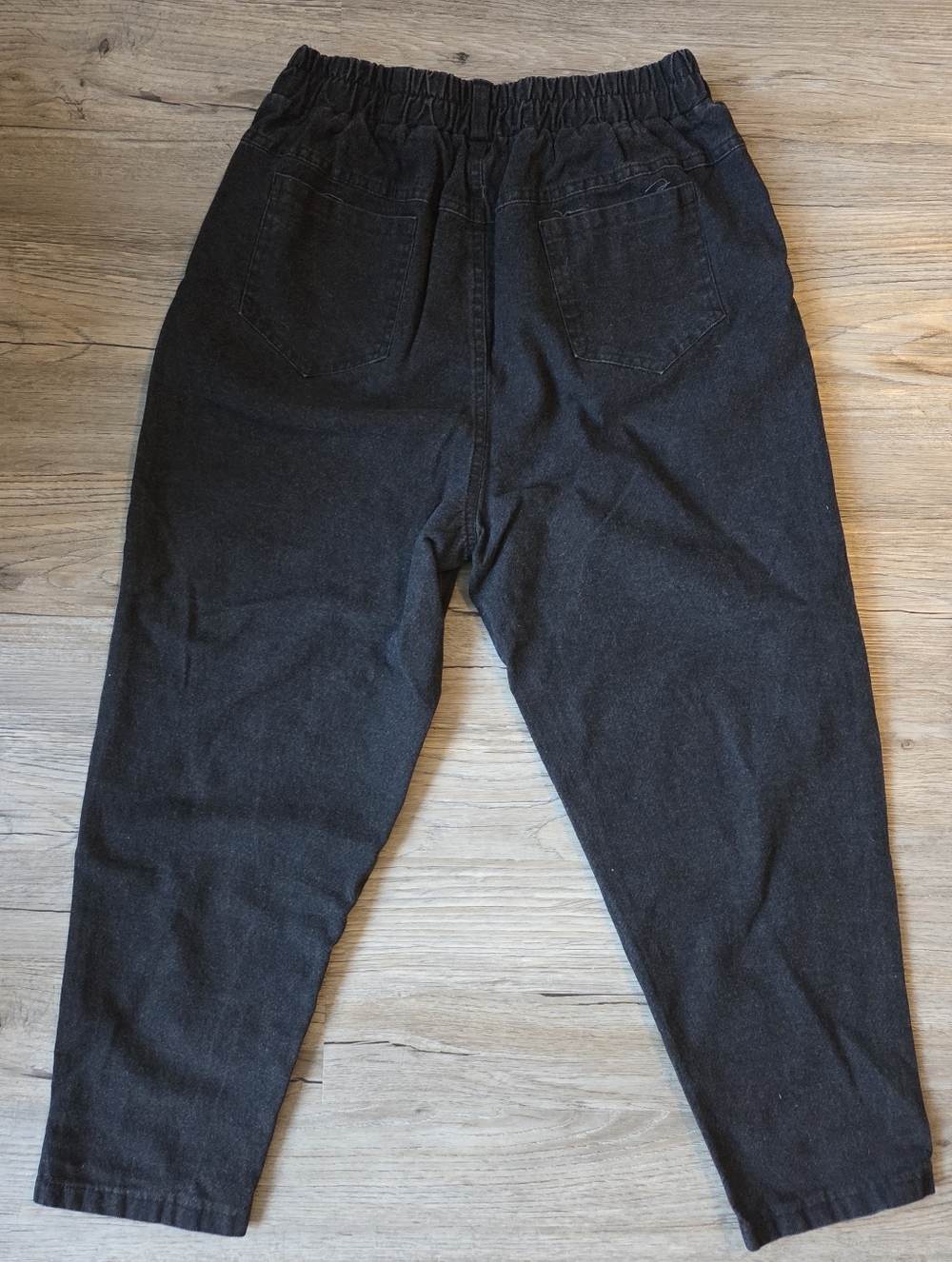 Vintage 90s black baggy barrel joggers denim jeans with stretch elastic waist - Picture 3 of 7